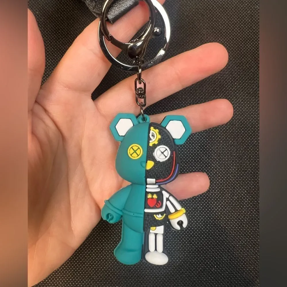Green Cyberpunk Bear Keychain with Strap - Picture 5 of 5
